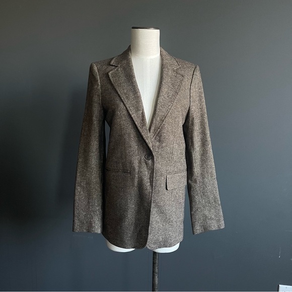 Banana Republic Jackets & Blazers - Banana Republic Brown Tweed Wool Blend Blazer Jacket Tailored Size 0